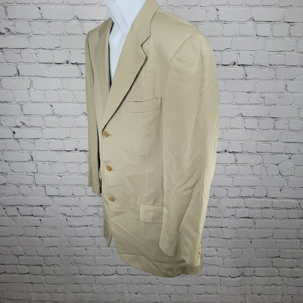 Ermenegildo Zegna Beige Silk Wool 3 Button Blazer Sport Coat Size 50 US 40
